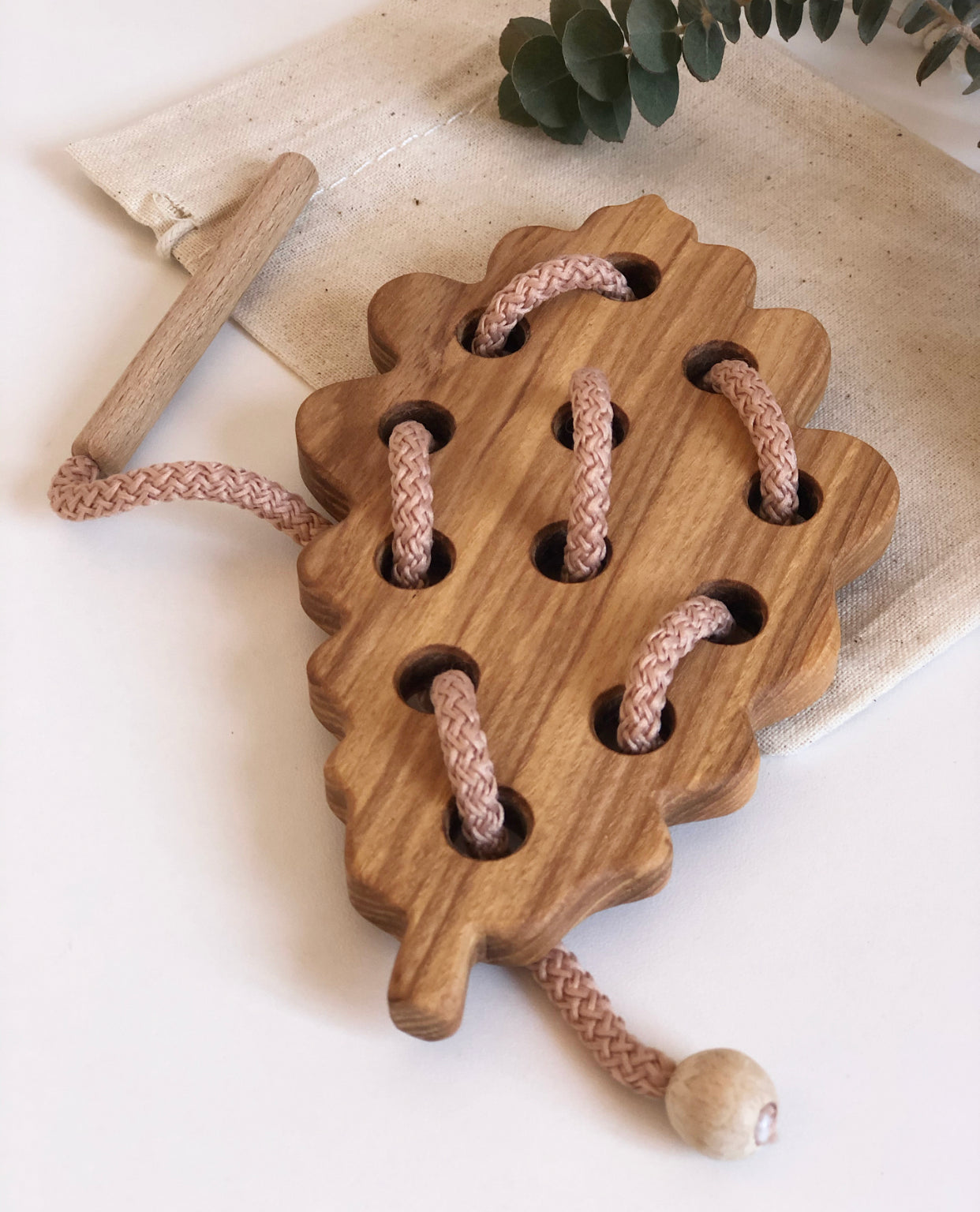 Wooden Lacing Toy - Leaf