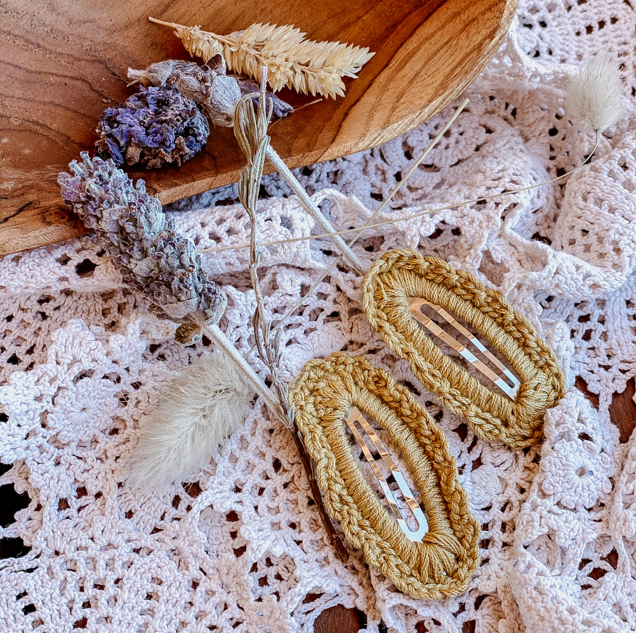 Crochet Hair Clip Set - Assorted Colours