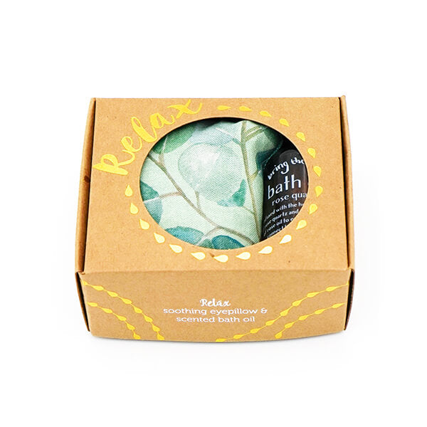Relax Gift Pack - Heart Gum Eye Pillow & Rose Quartz Bath Oil