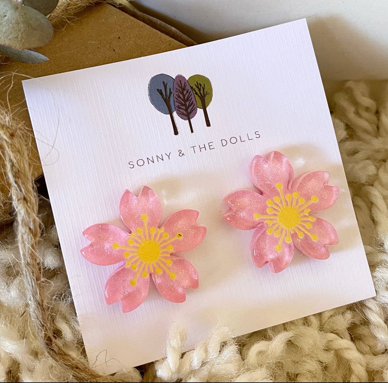 Happy Flower Studs - Dark Pink