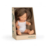 Miniland Doll - Caucasian Girl with Downs Syndrome - Brunette 38cm