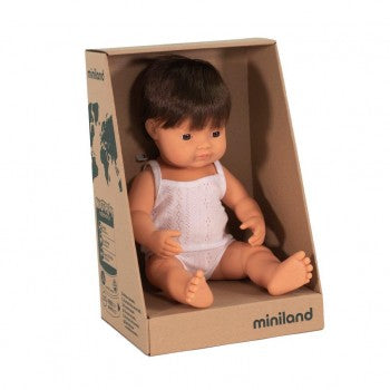 Miniland Doll - Caucasian Boy - Brunette 38cm
