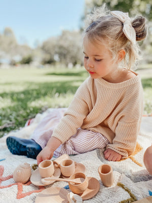 Wooden Tea Set - Raw or Dipped in Colour