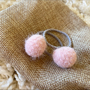 Fuzzy Pom Piggy Tail Bands - Mixed Colours