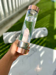 Crystal Elixir Glass Water Bottle (Rose Gold) - Rose Quartz