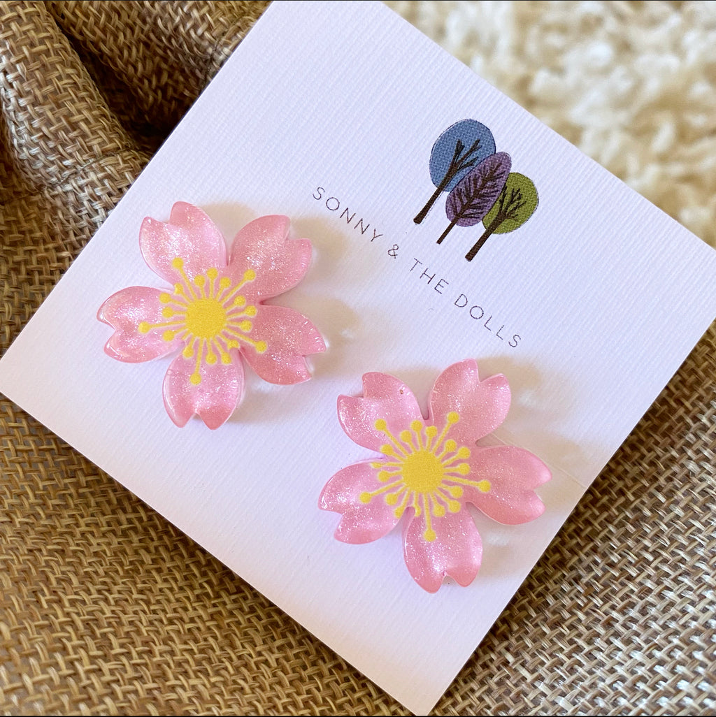Happy Flower Studs - Dark Pink