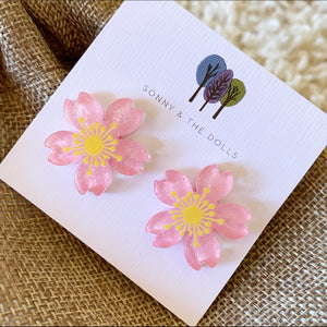 Happy Flower Studs - Dark Pink