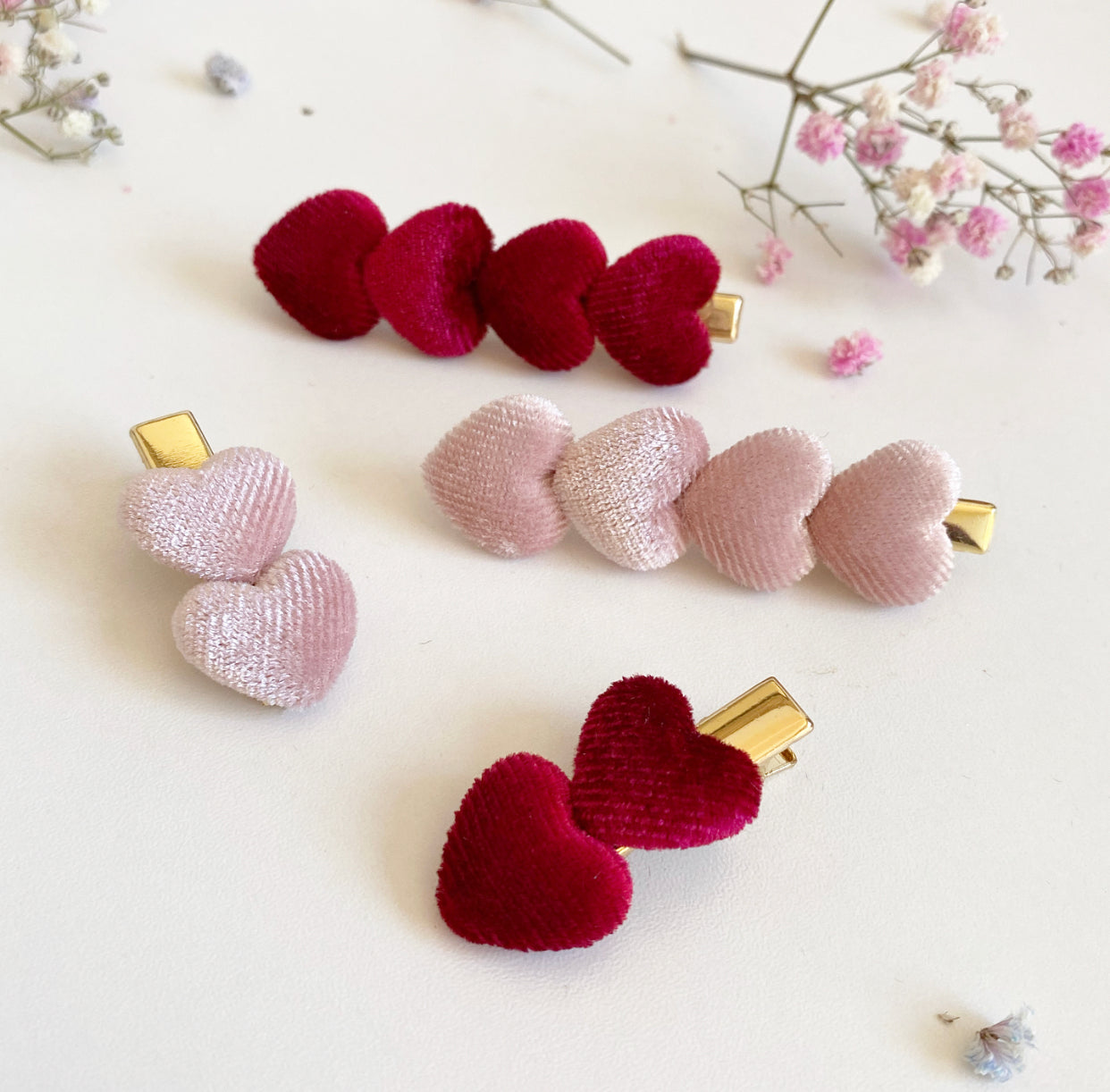 Mummy and Me - Satin Heart Clips - Assorted Colours
