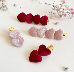 Mummy and Me - Satin Heart Clips - Assorted Colours