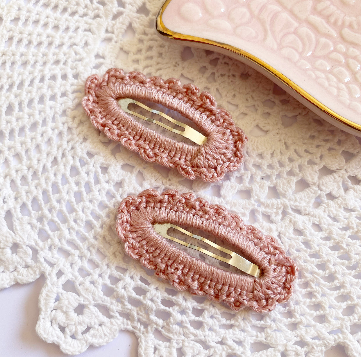 Crochet Hair Clip Set - Assorted Colours