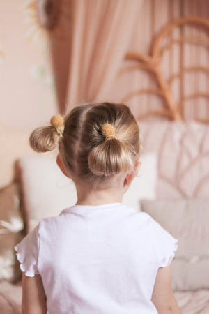 Fuzzy Pom Piggy Tail Bands - Mixed Colours