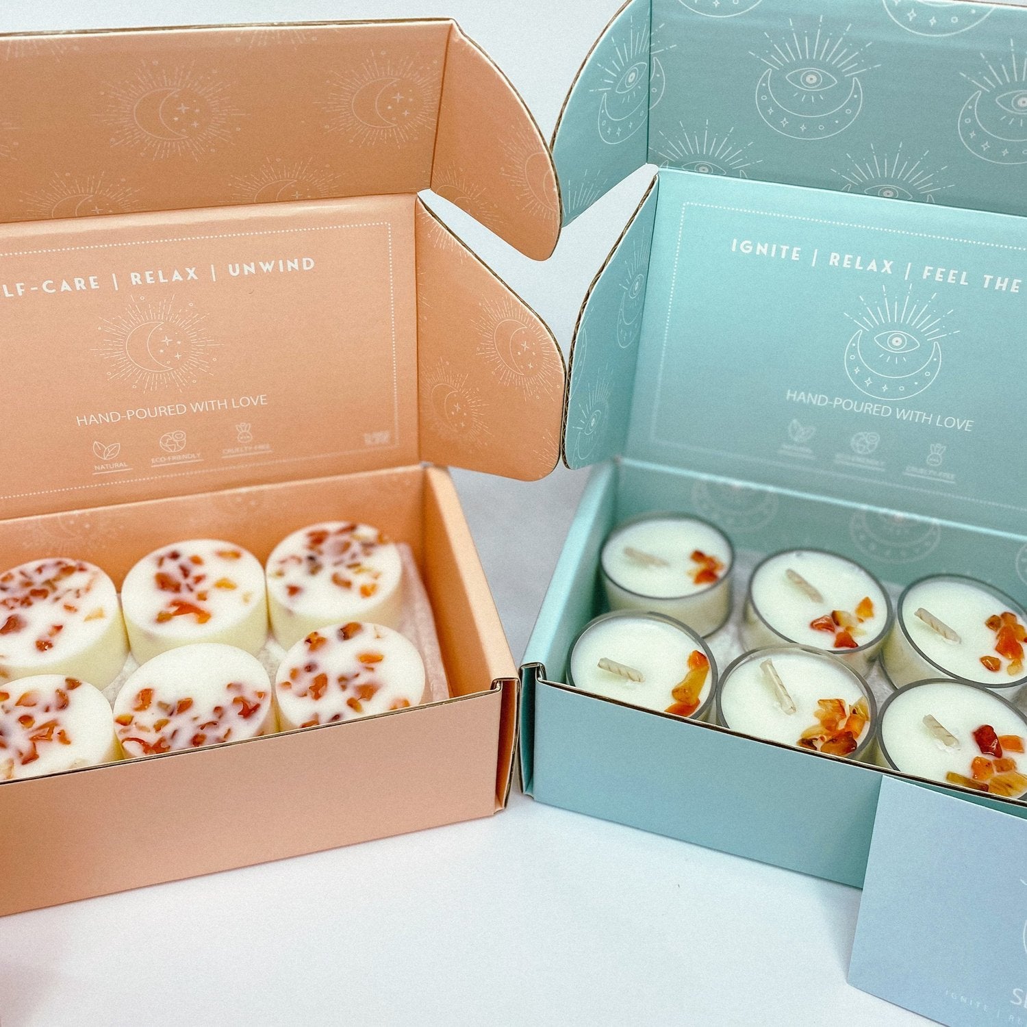 Crystal Infused Soy Tea Lights - asst scents