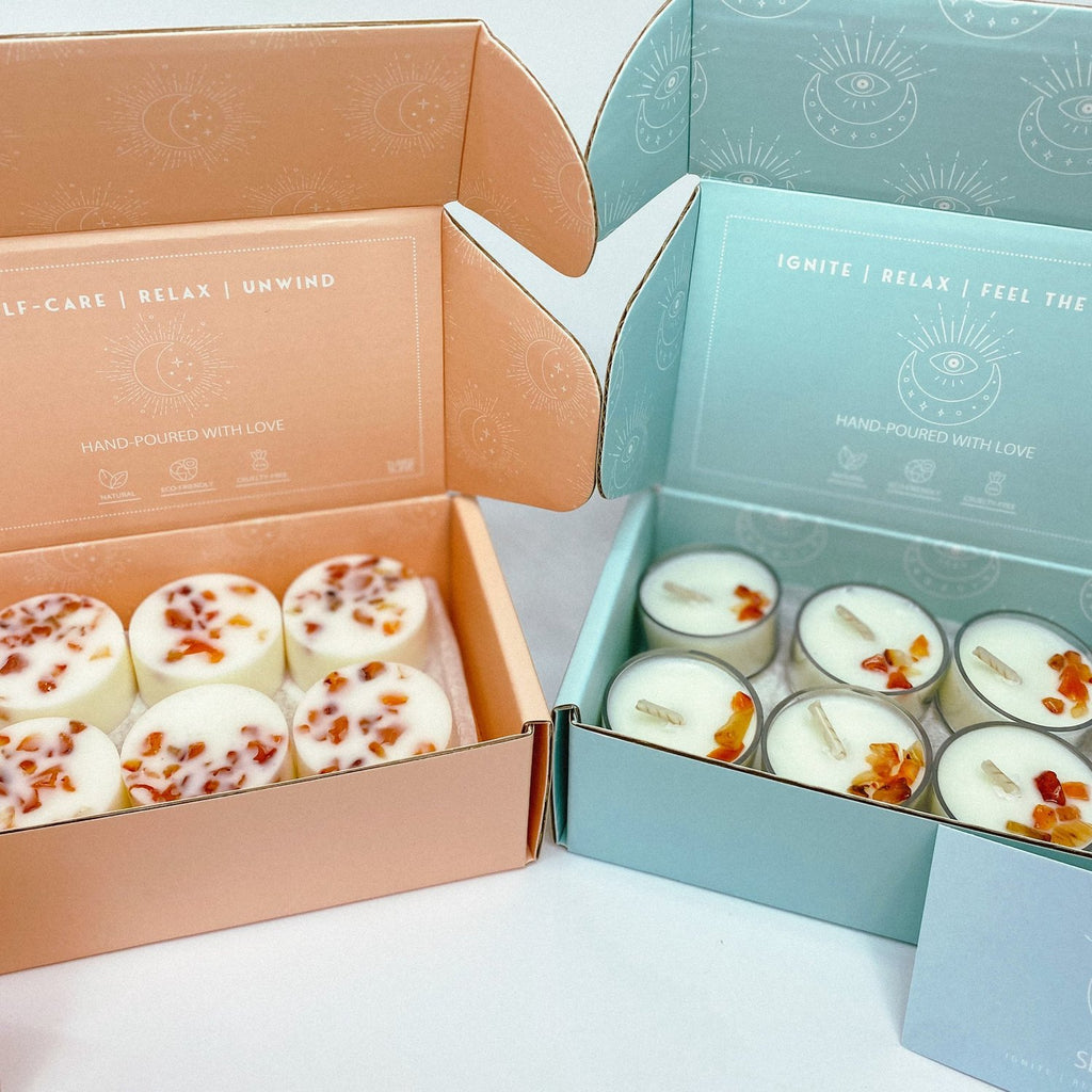 Crystal Infused Soy Tea Lights - asst scents