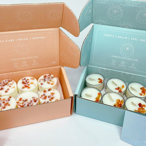 Crystal Infused Soy Tea Lights - asst scents