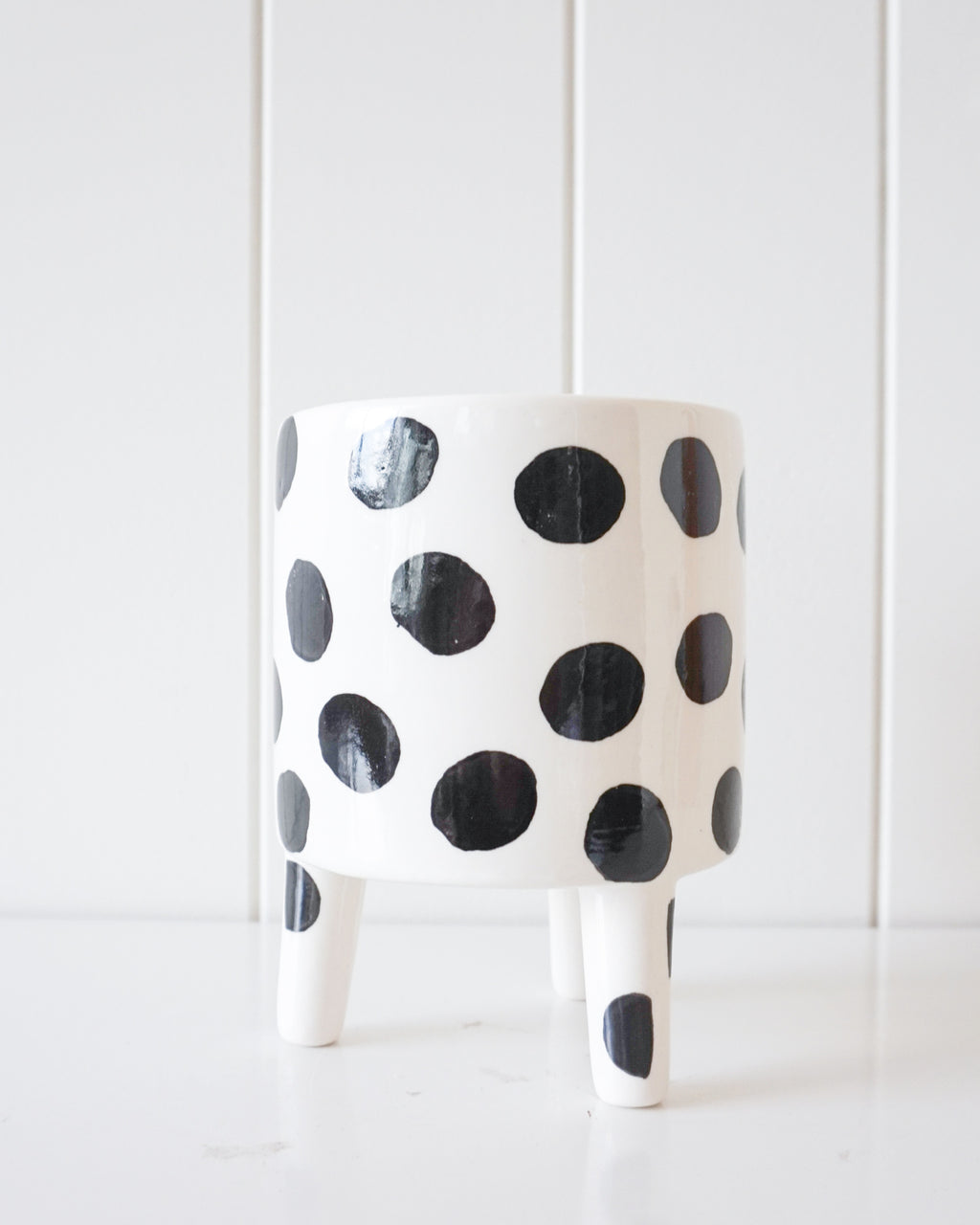 Ceramic Planter - Crazy Legs - Black and White Big Spots