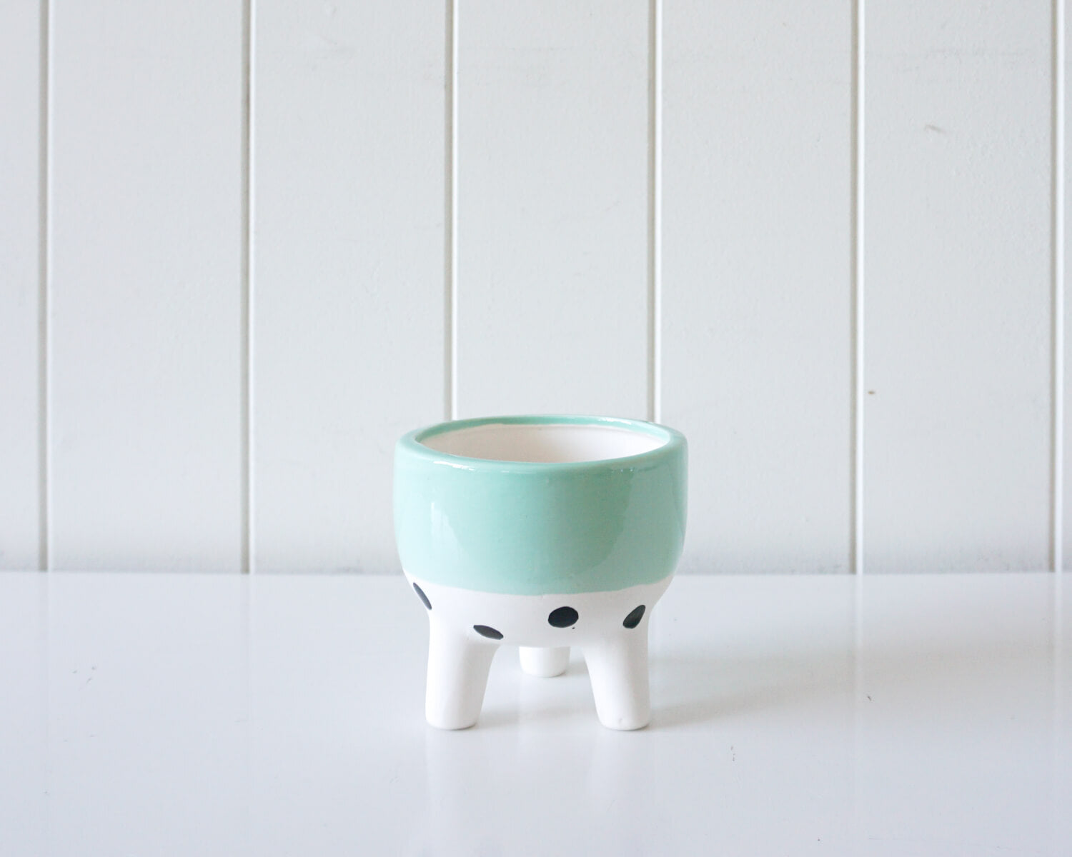 Ceramic Planter - Sage Band with Spots