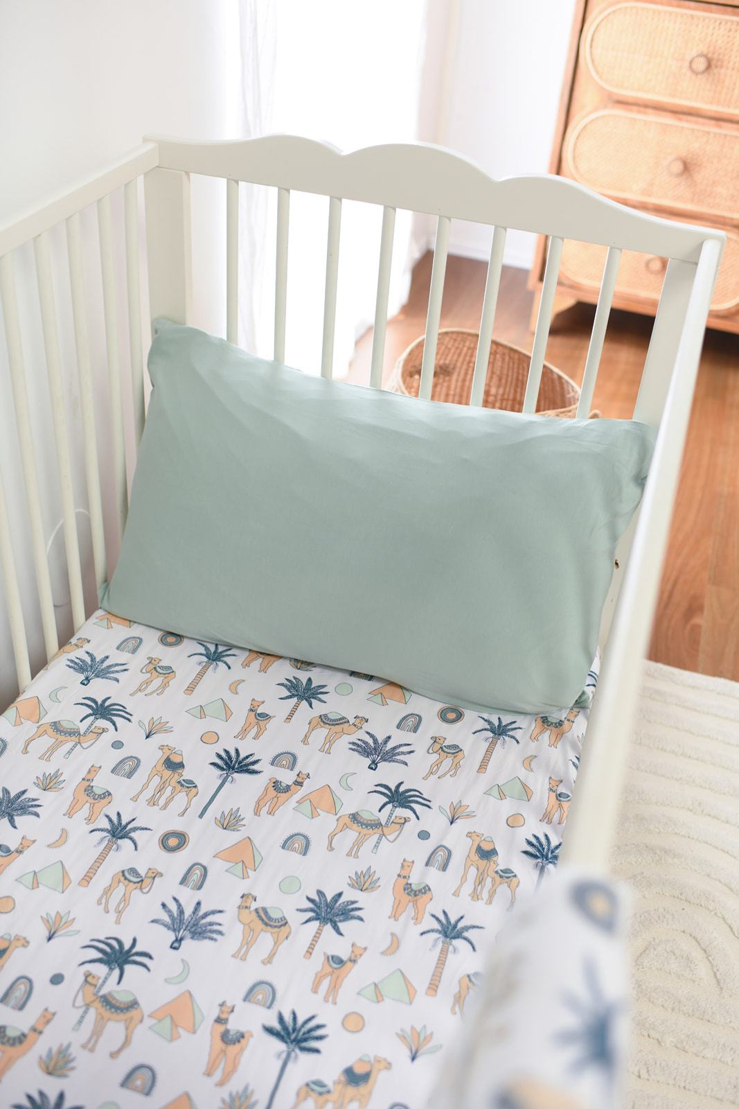 Zahara Azul Bamboo Jersey Cot Sheet
