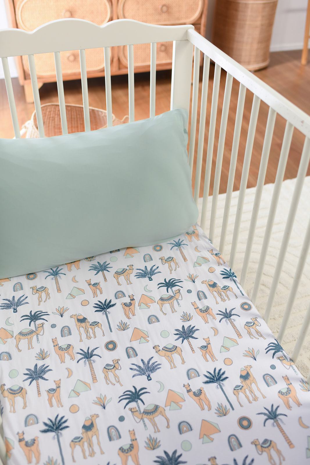 Zahara Azul Bamboo Jersey Cot Sheet