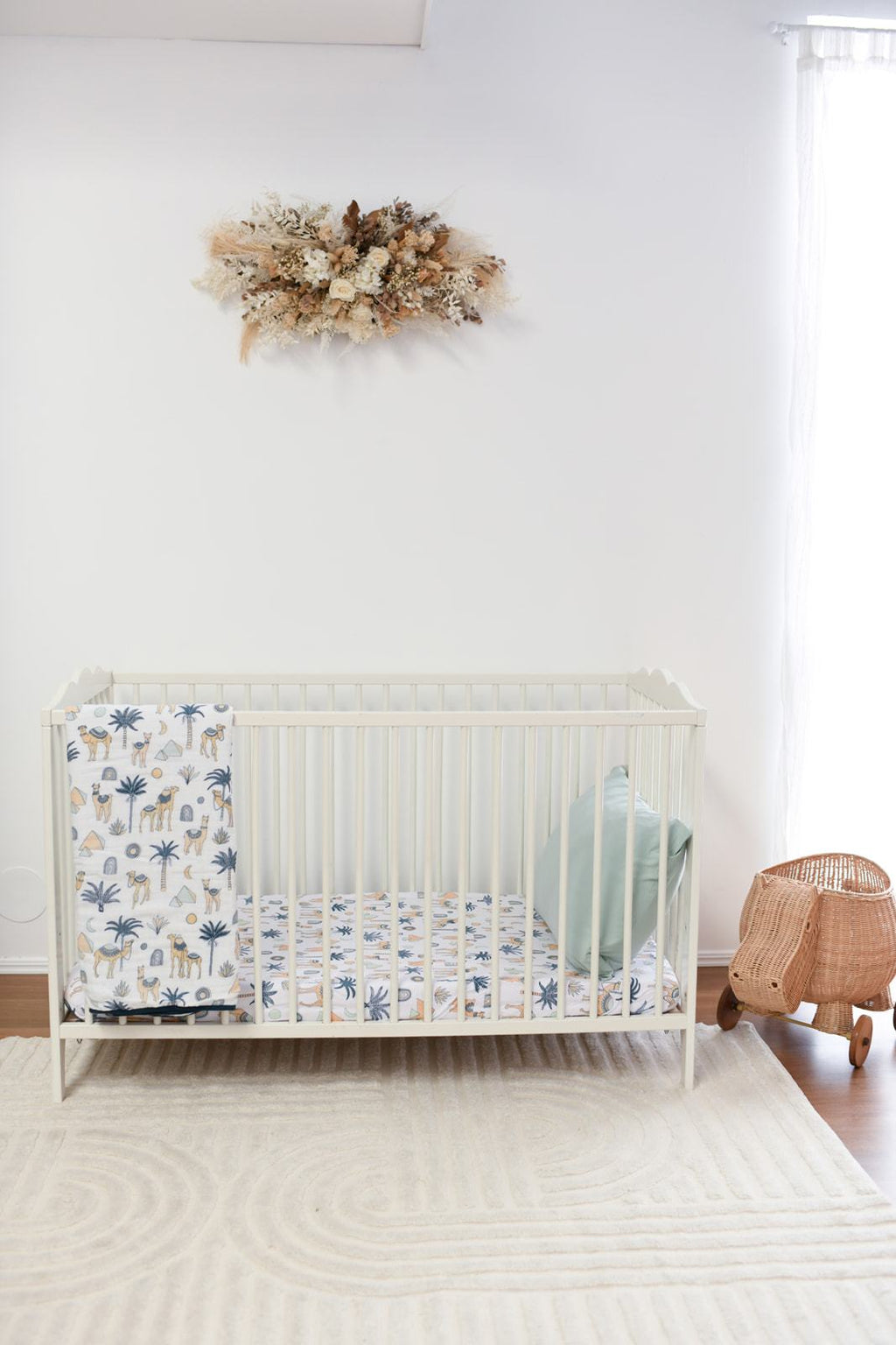 Zahara Azul Bamboo Jersey Cot Sheet