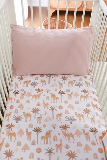 Zahara Peach Bamboo Jersey Cot Sheet