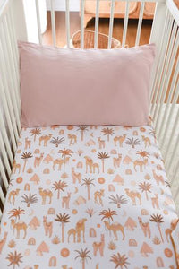 Zahara Peach Bamboo Jersey Cot Sheet