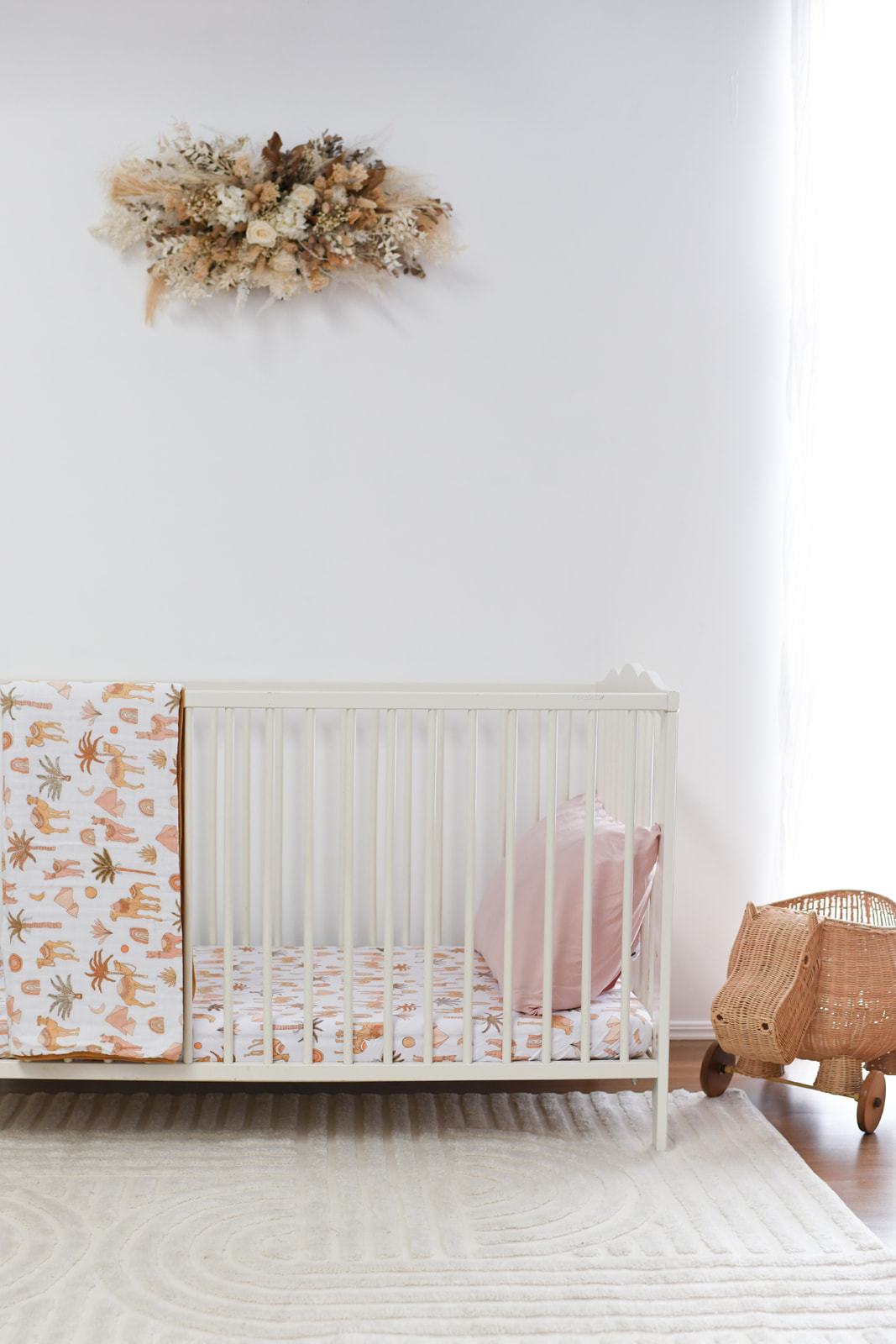 Zahara Peach Bamboo Jersey Cot Sheet