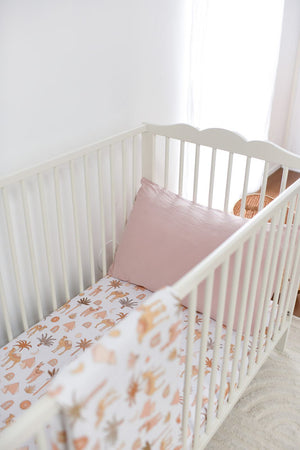 Zahara Peach Bamboo Jersey Cot Sheet