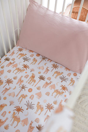 Zahara Peach Bamboo Jersey Cot Sheet