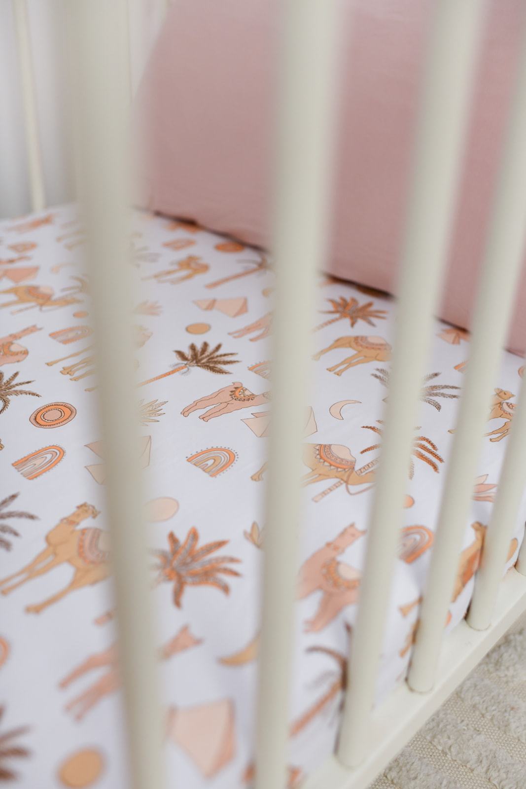 Zahara Peach Bamboo Jersey Cot Sheet