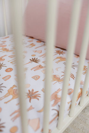 Zahara Peach Bamboo Jersey Cot Sheet