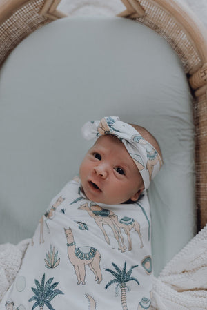 Zahara Azul Bamboo Jersey Swaddle Wrap