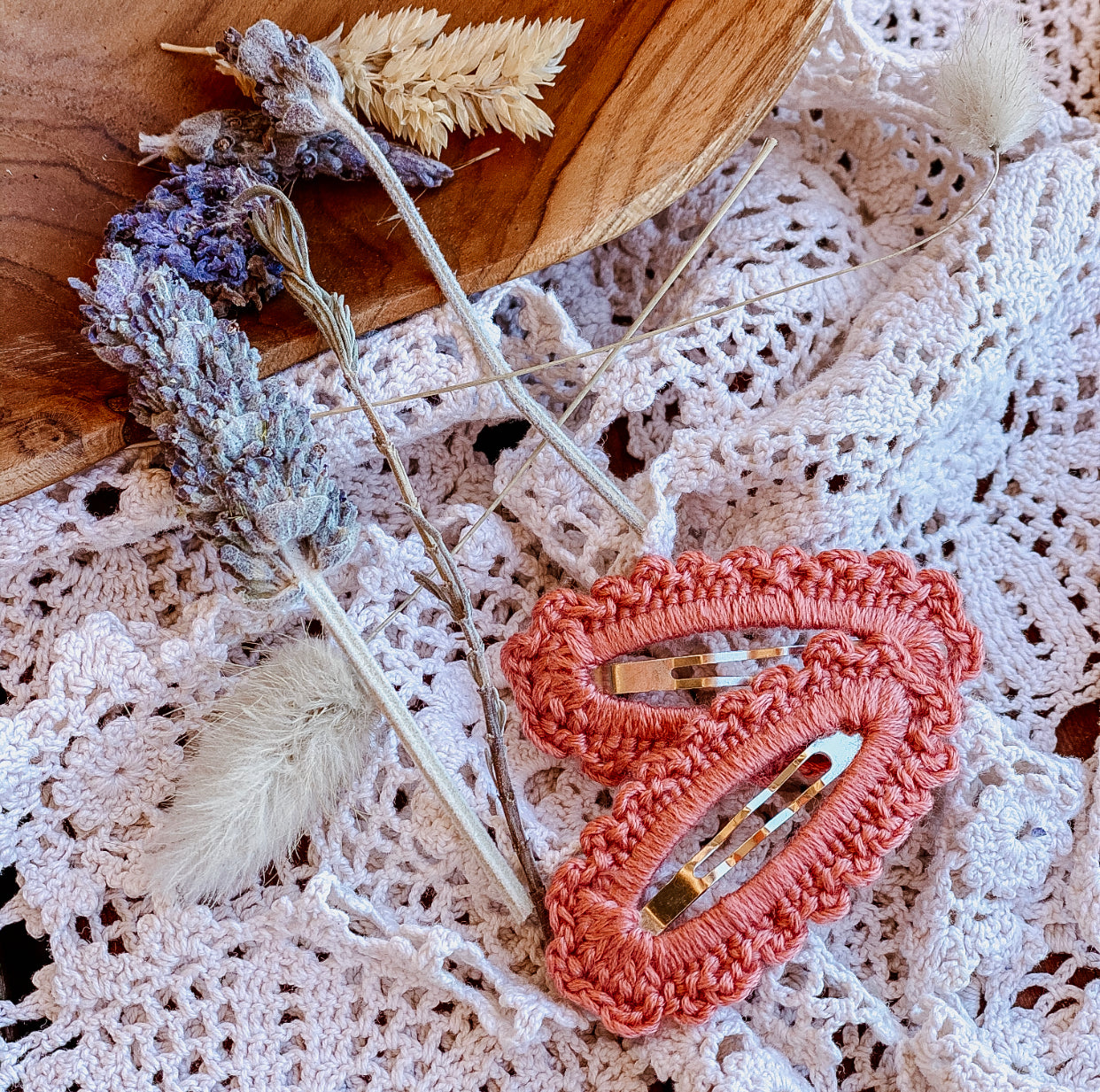 Crochet Hair Clip Set - Assorted Colours