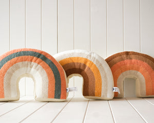Tufted Rainbow Cushion - Sage and Peach