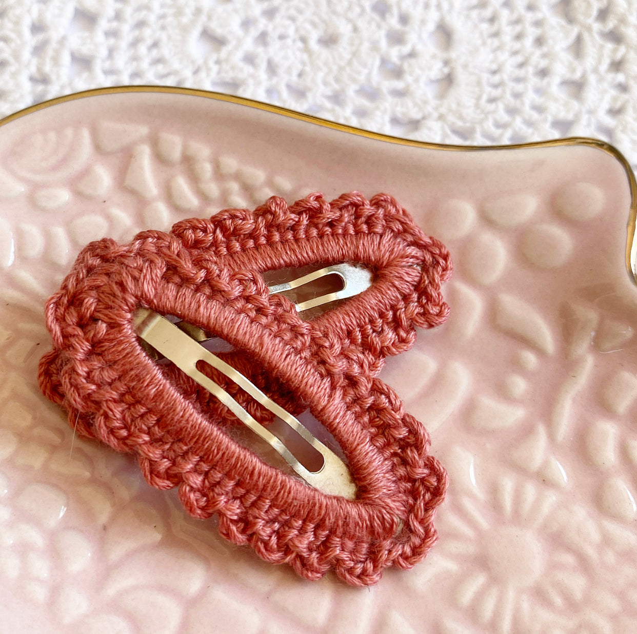 Crochet Hair Clip Set - Assorted Colours