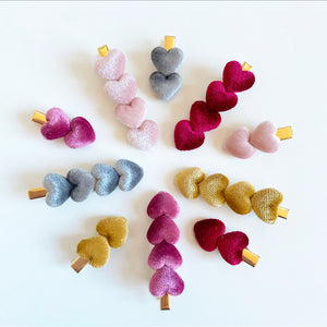 Mummy and Me - Satin Heart Clips - Assorted Colours