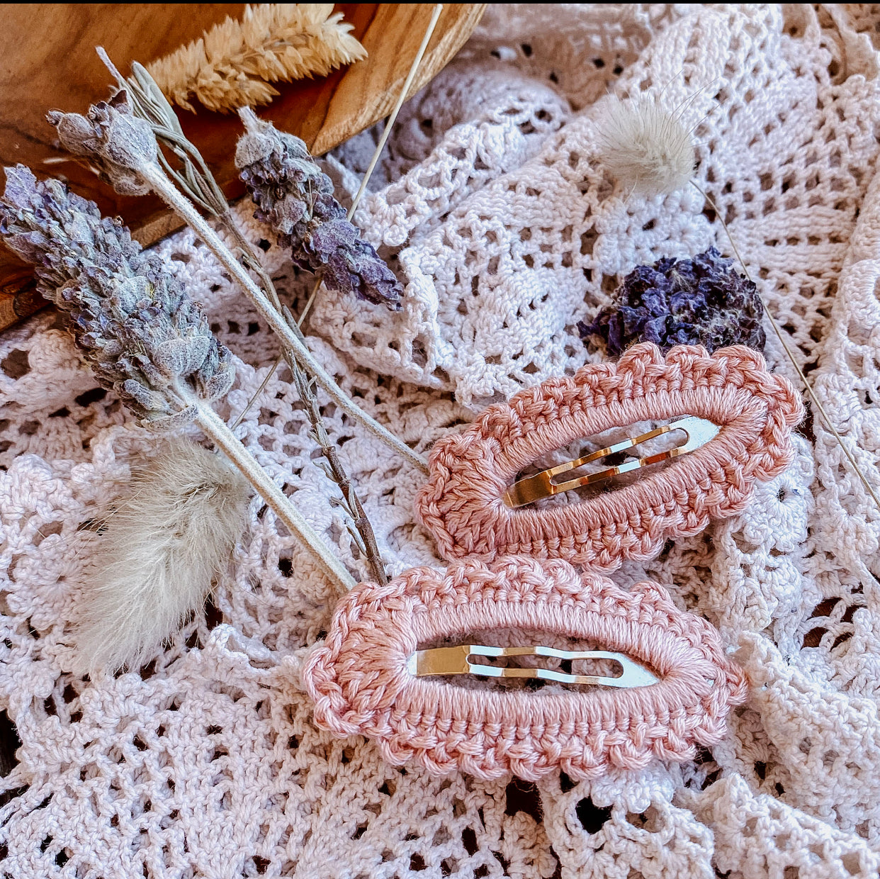 Crochet Hair Clip Set - Assorted Colours