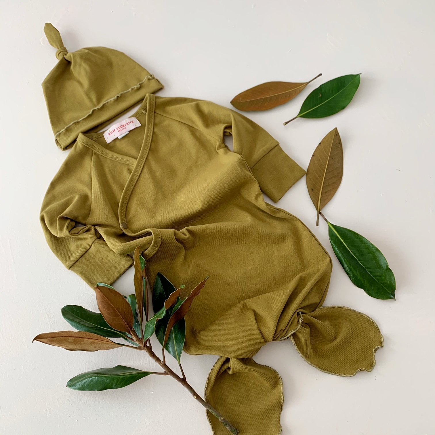 Kimono Knotted Gown & Top Hat - Olive