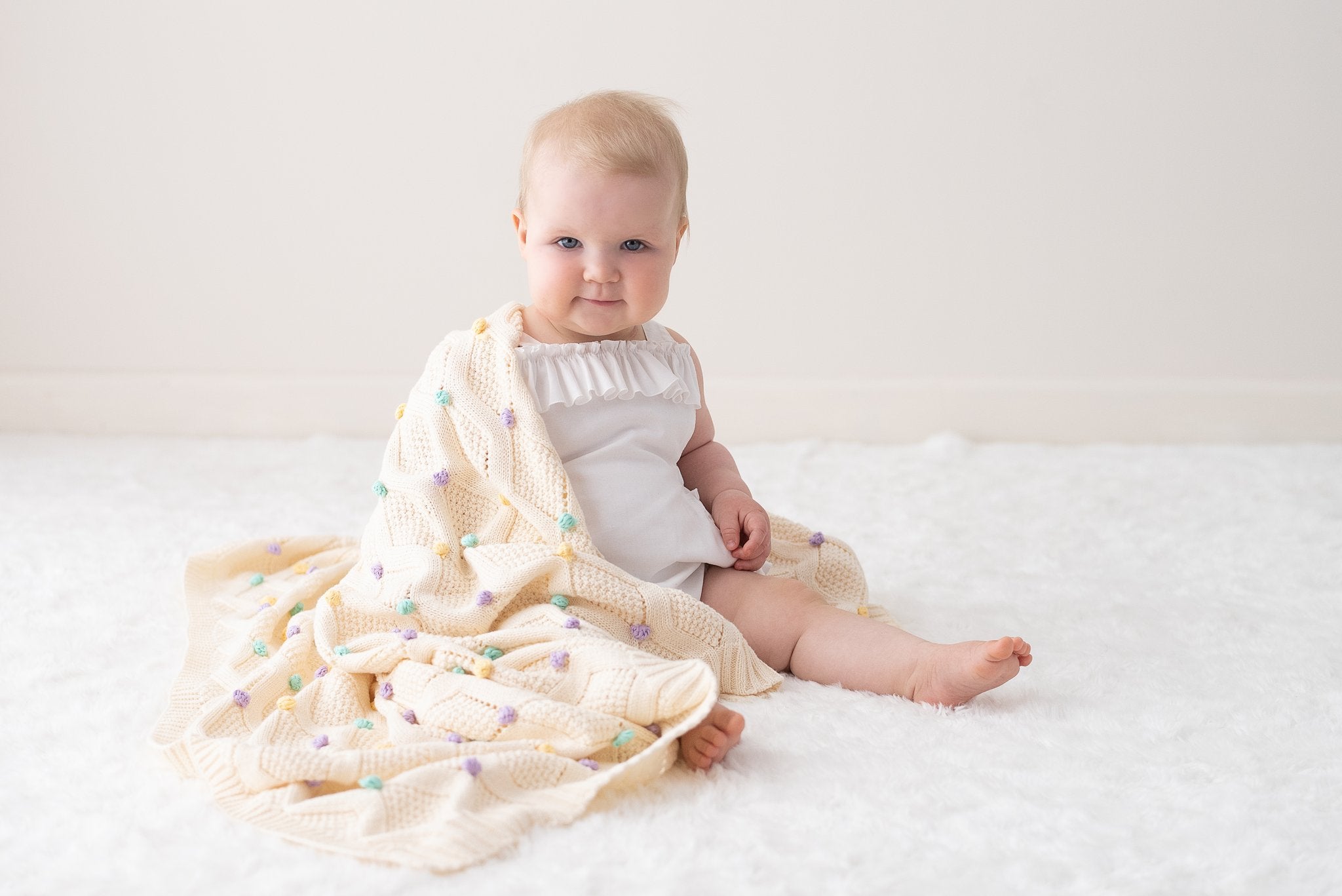 Knitted Bobble Baby Blanket - Haven