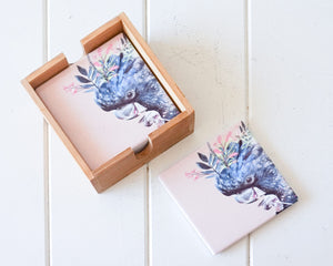 Ceramic Coaster Set of 4 - Black Cockatoo
