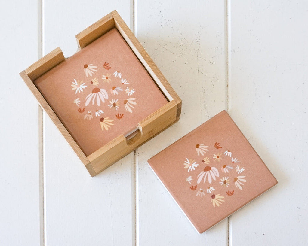 Ceramic Coaster Set of 4 - Auburn Cluster