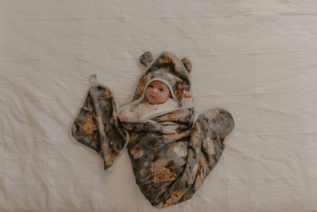 Hooded Bath Towel Set - Indigo Blooms