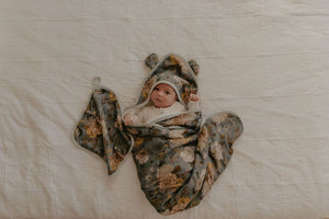 Hooded Bath Towel Set - Indigo Blooms
