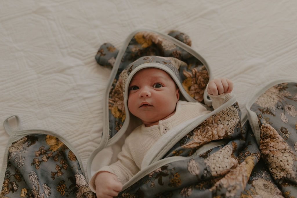 Hooded Bath Towel Set - Indigo Blooms