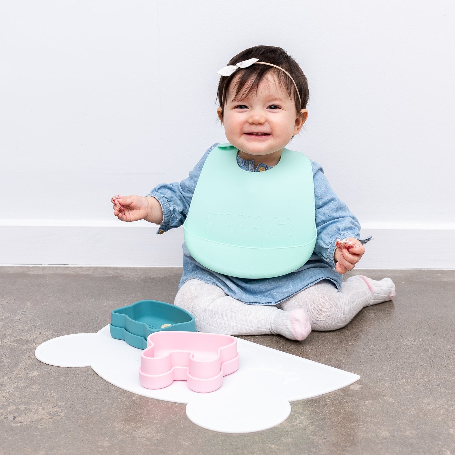 Catchie Bibs - Mint & Grey