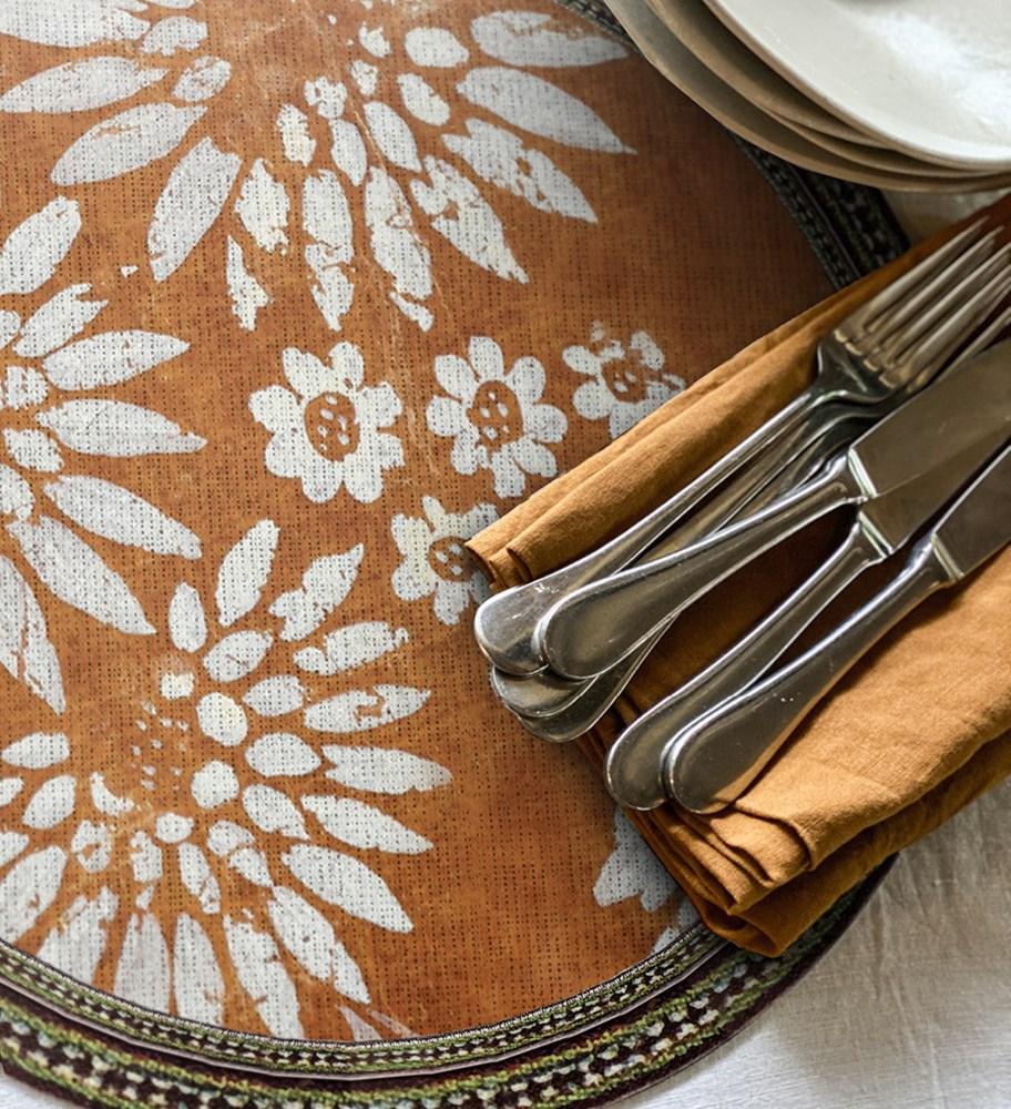 Beija Flor Placemat - Bohemian Garden Mustard