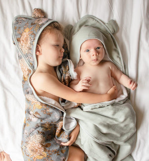 Hooded Bath Towel Set - Indigo Blooms