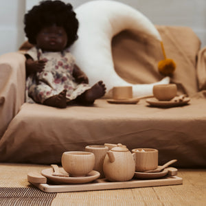 Wooden Tea Set - Raw or Dipped in Colour