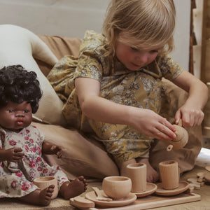 Wooden Tea Set - Raw or Dipped in Colour