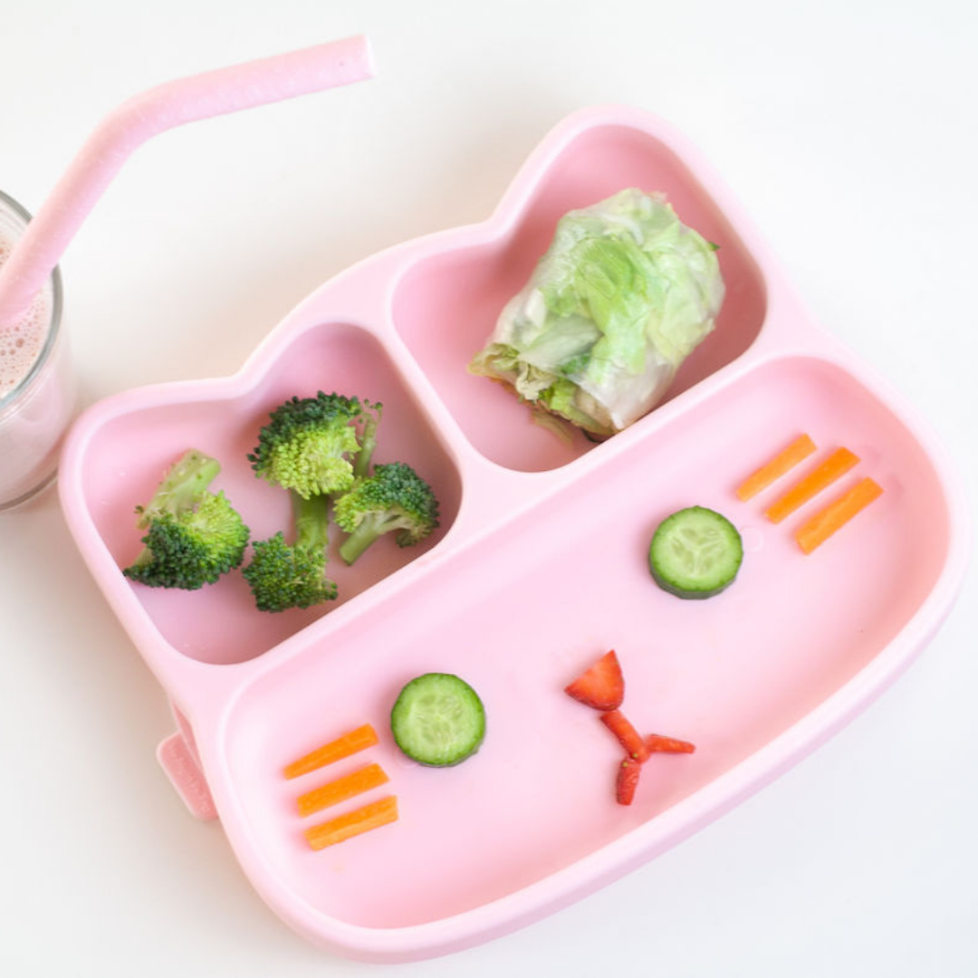 Cat Stickie Plate - Powder Pink