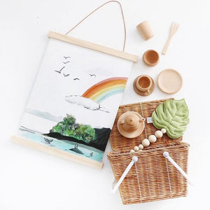 Wooden Tea Set - Raw or Dipped in Colour